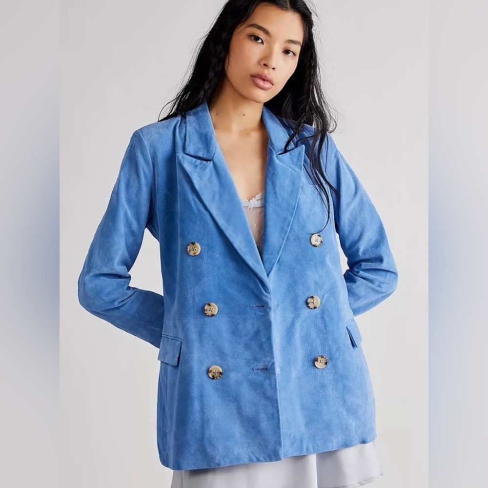 Blank NYC Blue Leather Suede Blazer NWT BLANK NYC leather jacket blazer